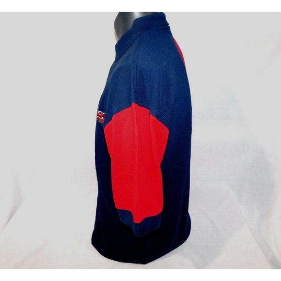 VTG Crable Sportswear Red Blue MLB Atlanta Braves Color Block Polo Shirt Men L - Picture 8 of 11